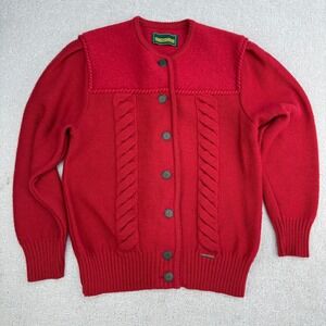 Geiger Cardigan Sweater Women S Red Cable Knit Braided Austrian Crest Button